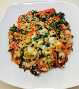 Pizza keto en Air fryer con base de pollo